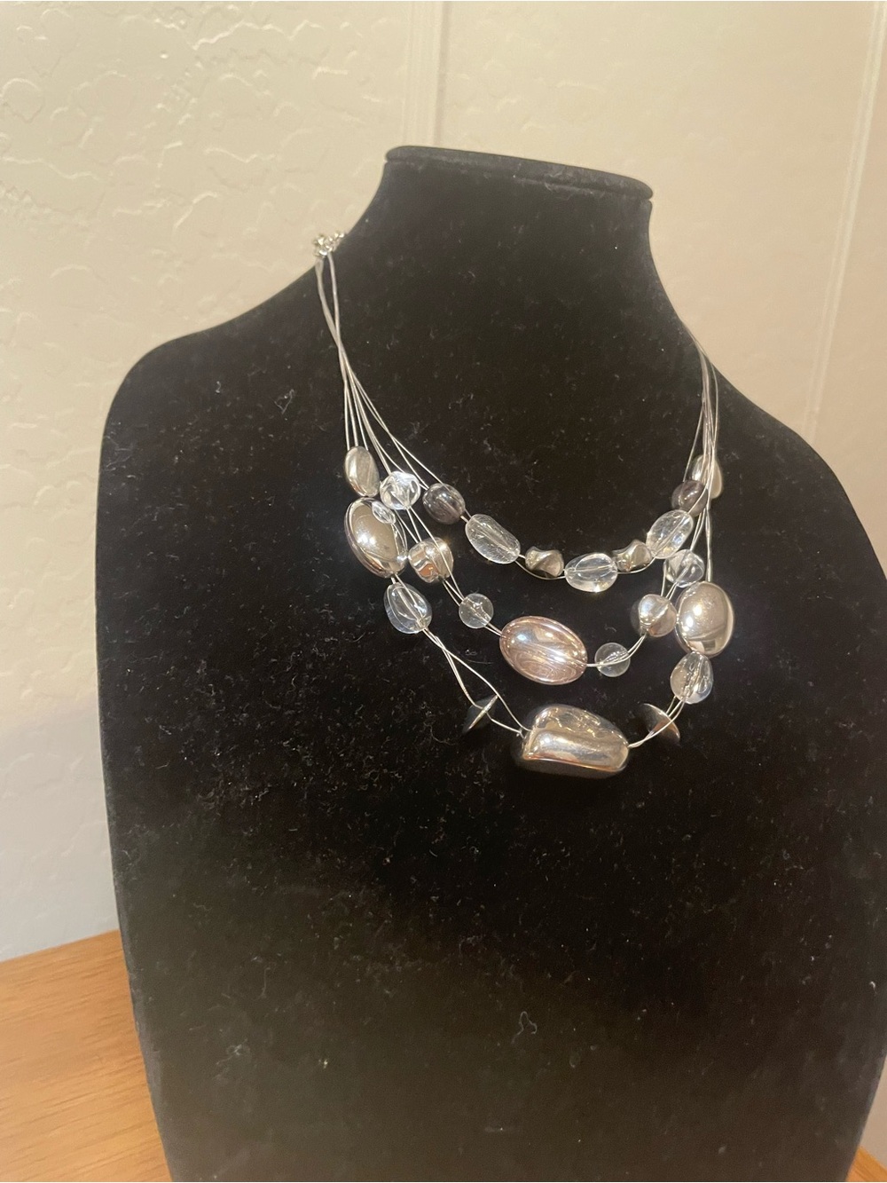 Chico's Multi-Strand Silver-Tone Bead Necklace - Picture 4 of 8